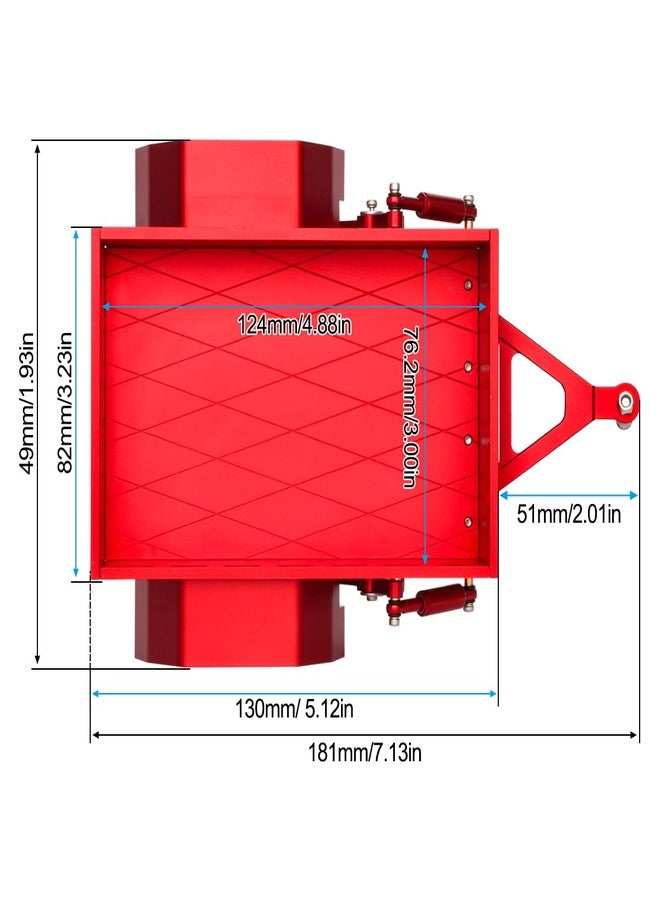 VNUHV Aluminum TRX4M Utility Trailer with Hitch Mount for 1/18 RC Crawler Car TRX4-M Defender Bronco K10 High Trail Scale Accessories (Red) - Image 4